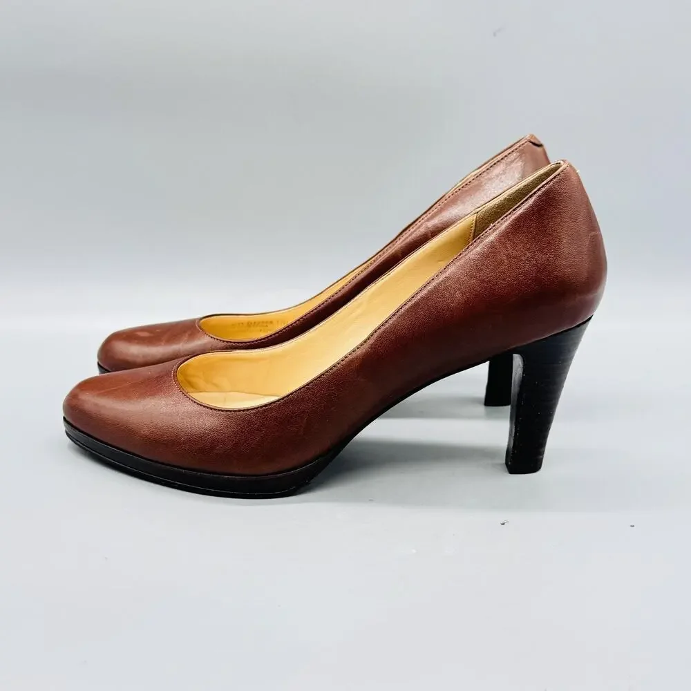 Cole Haan Shoes Womens 7.5 Brown Leather Air Cone Heel Dress Pump Vtg Y2K